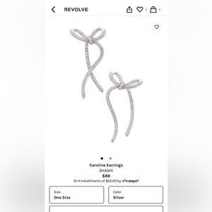 Elegant silver diamond bow earrings #582